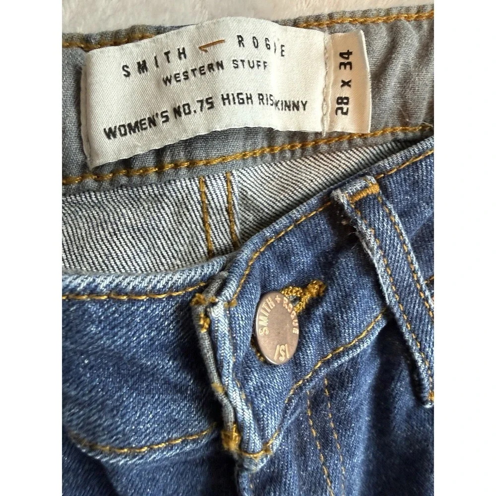 Smith & Rouge No 75 High Rise Skinny Dark Wash Long Length Womens Jeans Sz 28x34